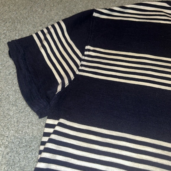Old Navy Shirt Mens Large Blue White Striped Short Sleeve Tee Casual Top Preppy - Picture 10 of 14